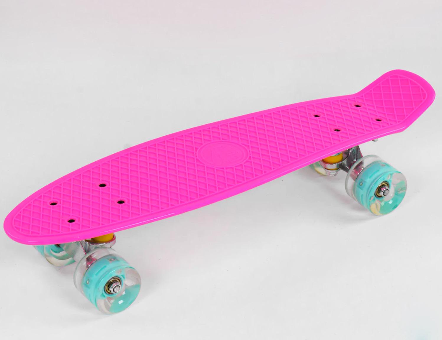 Скейт Пенни борд Best Board со светящимися PU колёсами Pink (85418)