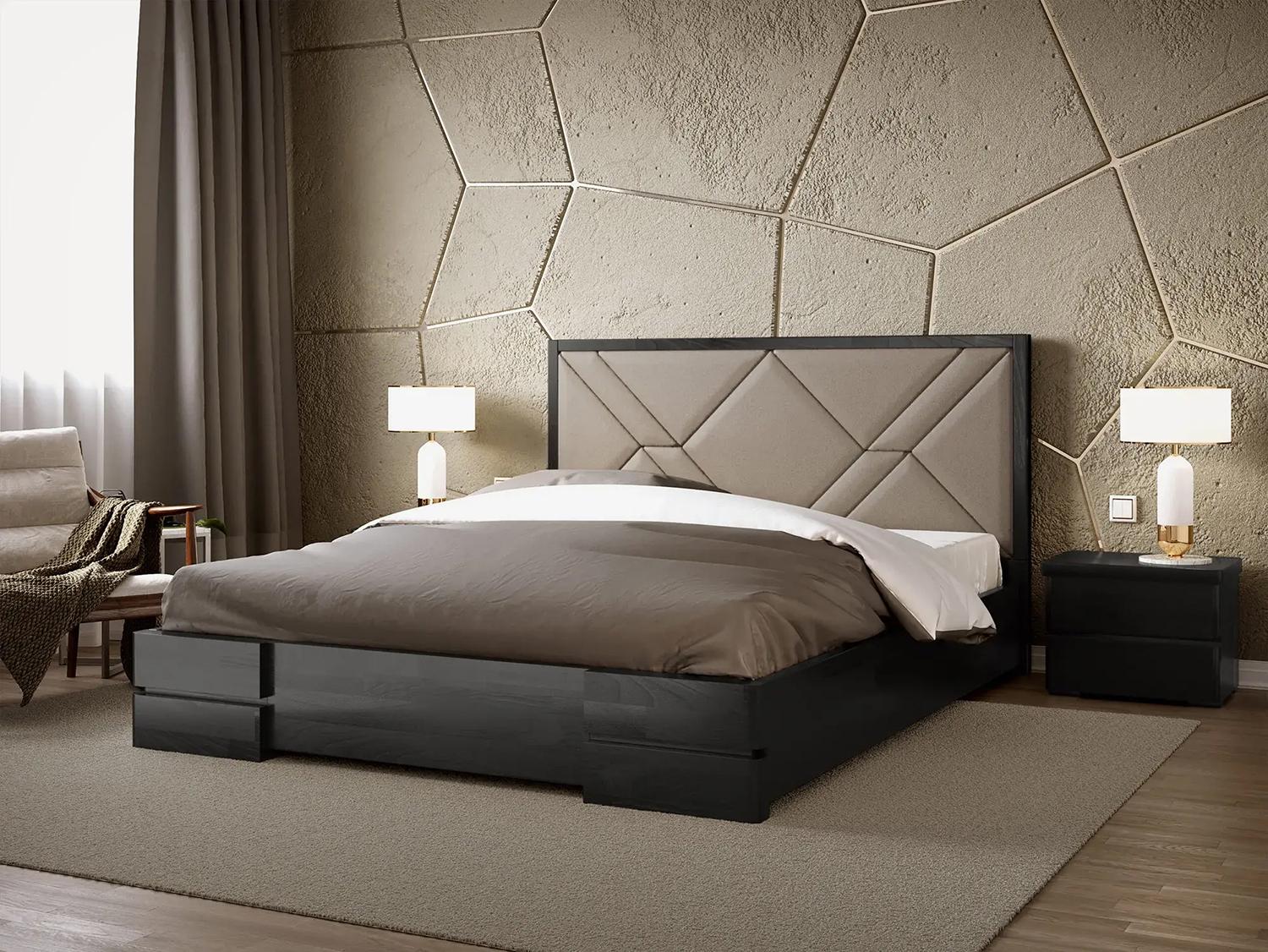 Кровать деревянная Arbor Drev Лоренс 160x200 см с мягкой спинкой Венге