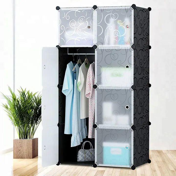 Пластиковый шкаф складной Storage Cube Cabinet MP-39-61 7 секций 74x37x110 см Черно-Белый (opt-13361)