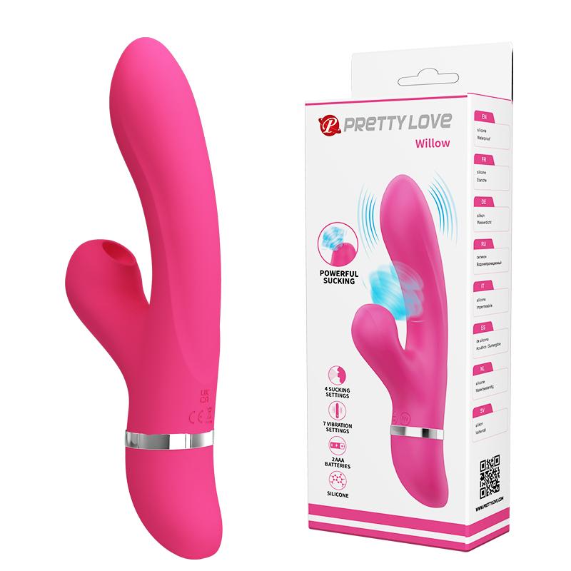 Вибратор-кролик для точки G Pretty Love Willow с вакуумным стимулятором 20,4х3,5 см (BI-014916)