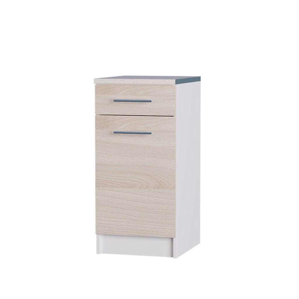 Тумба для кухни нижняя с ящиком Эверест Эко со столешницей 40 см Ясень Шимо светлый/Белый (DTM-2893)