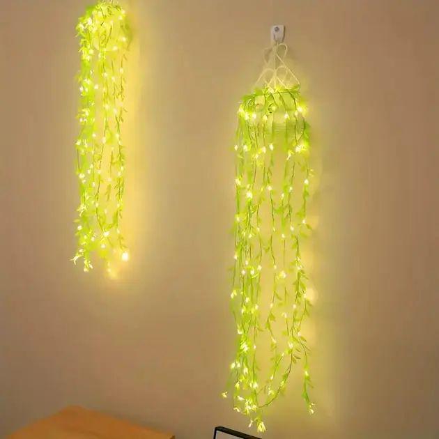 Гірлянда роса "Зелена Верба" LED від мережі 50 см з тепло-білим світлом і зеленим проводом (opt-102776) - фото 3 Гірлянда роса "Зелена Верба" LED від мережі 50 см з тепло-білим світлом і зеленим проводом (opt-102776) - фото 3