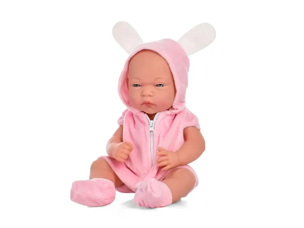 Пупс Bill&Billie с одеждой и аксессуарами из пластика в розовом комбинезоне с ушками 33 см (150-98-A690D) Пупс Bill&Billie с одеждой и аксессуарами из пластика в розовом комбинезоне с ушками 33 см (150-98-A690D)