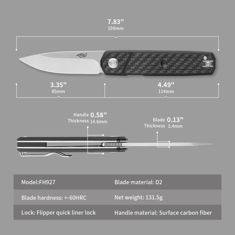 Нож складной Firebird FH927 Liner Lock Black (FH927-CF) - фото 4