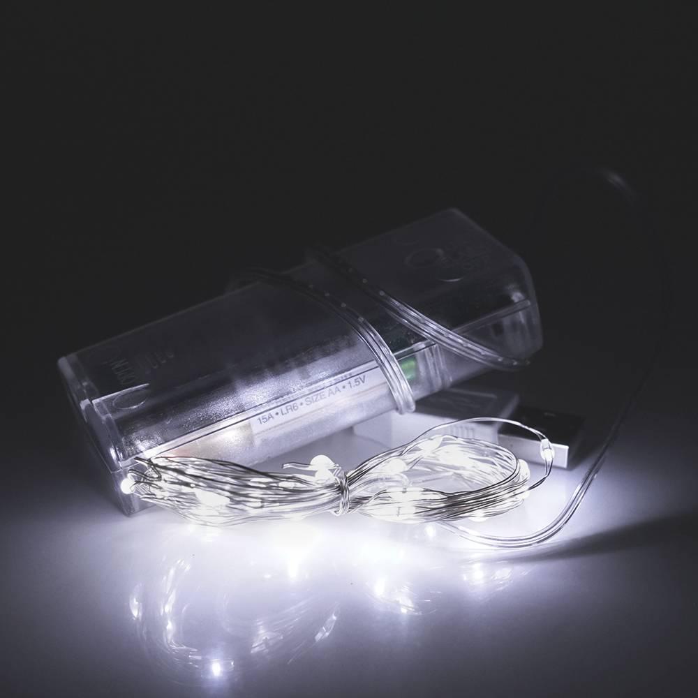 Гірлянди 50 LED 1 режим 5 м прозора ізоляція живлення від 3хАА White Гірлянди 50 LED 1 режим 5 м прозора ізоляція живлення від 3хАА White