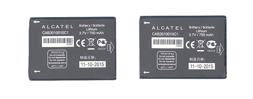 Акумулятор для смартфона Alcatel CAB3010010C1 One Touch 108 3,7V 750 mAh 2,78 Wh Black Акумулятор для смартфона Alcatel CAB3010010C1 One Touch 108 3,7V 750 mAh 2,78 Wh Black