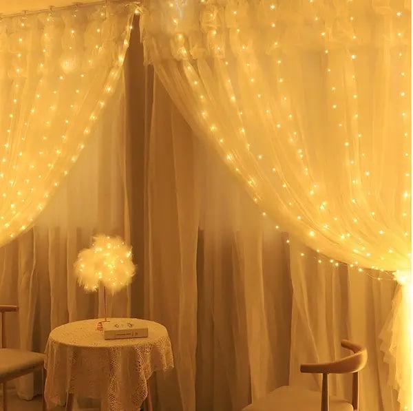 Гірлянда штора LED 8 режимів 2x2 м Білий теплий (5432)