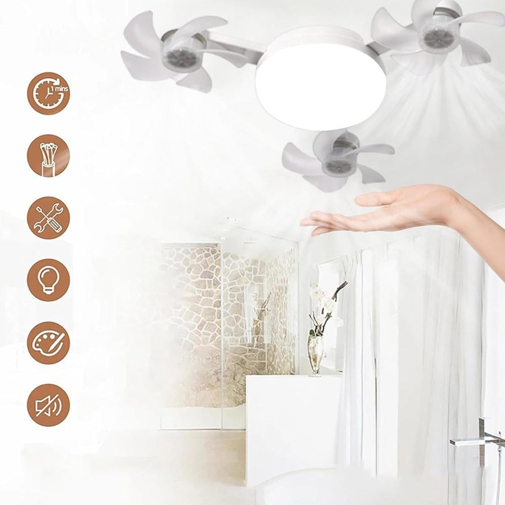 Лампа-вентилятор тройной с потолочной подсветкой с пультом Белый (33439) - фото 4