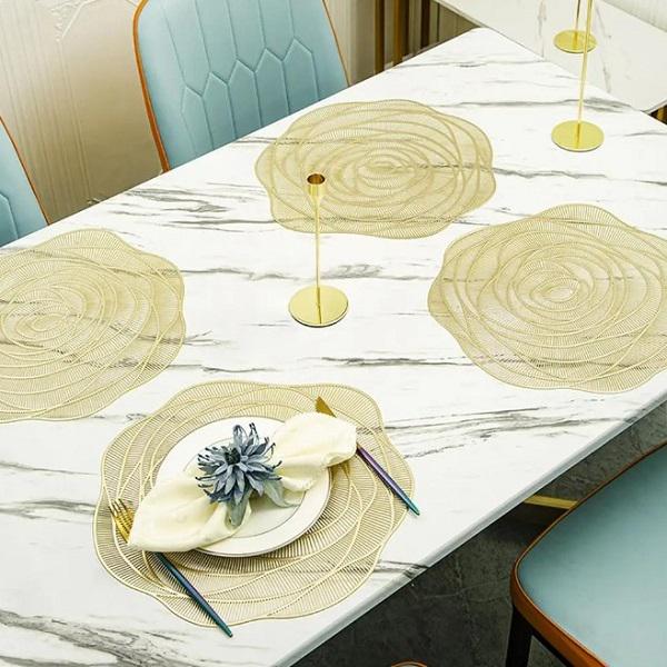 Килимок під тарілки L00177-1 Квітка 38 см 4 шт. Золотистий (L00177-1) - фото 5