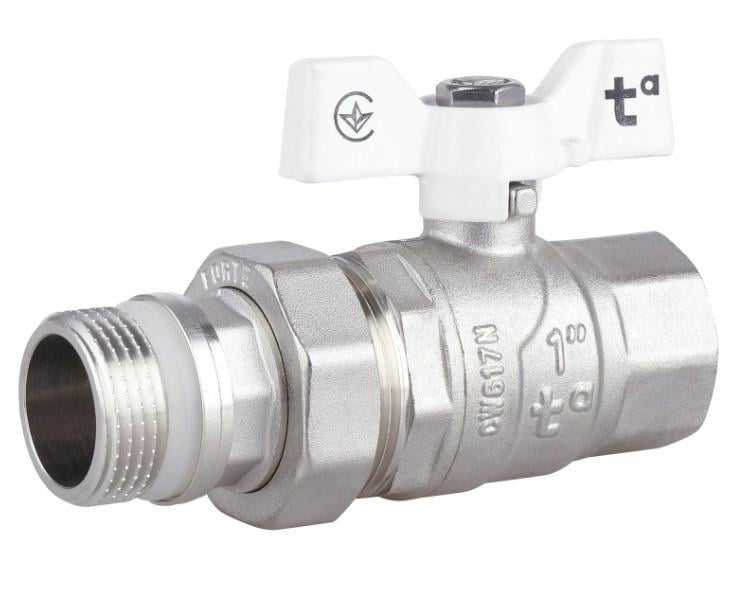 Кран шаровой с американкой Thermo Alliance Forte 1" ВЗ прямой антипротекание бабочка (SF222W25)