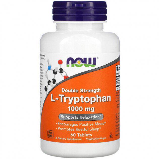 Триптофан L NOW L-Tryptophan 1000 mg 60 tablets