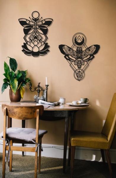 Панно деревянное настенный декор в стиле минимализм Decart Butterfly на кухню гостиную и спальню 30х41 см