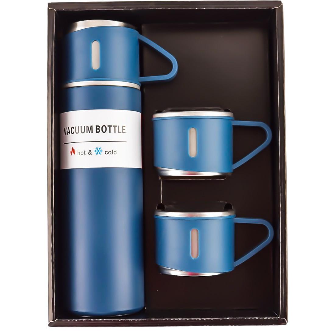 Набор термос с чашками 3 шт. с вакуумной изоляцией в подарочной упаковке 500 мл Синий (MX-00008959E) - фото 1 Набор термос с чашками 3 шт. с вакуумной изоляцией в подарочной упаковке 500 мл Синий (MX-00008959E) - фото 1