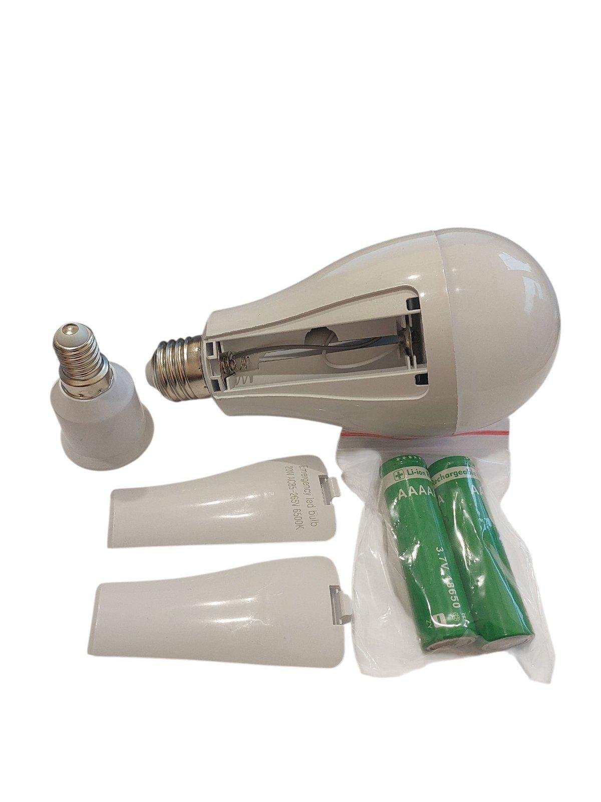 Лампа з двома акумуляторами 20 W цоколь E27 перехідник на цоколь Е14 (18650) - фото 4