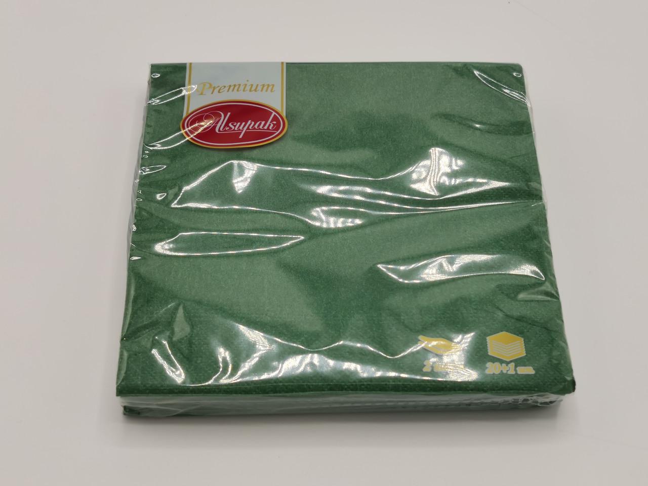 Салфетки однотонные ТМ Alsupak 33х33 см 2 слоя 20 шт. Зеленый - фото 1 Салфетки однотонные ТМ Alsupak 33х33 см 2 слоя 20 шт. Зеленый - фото 1