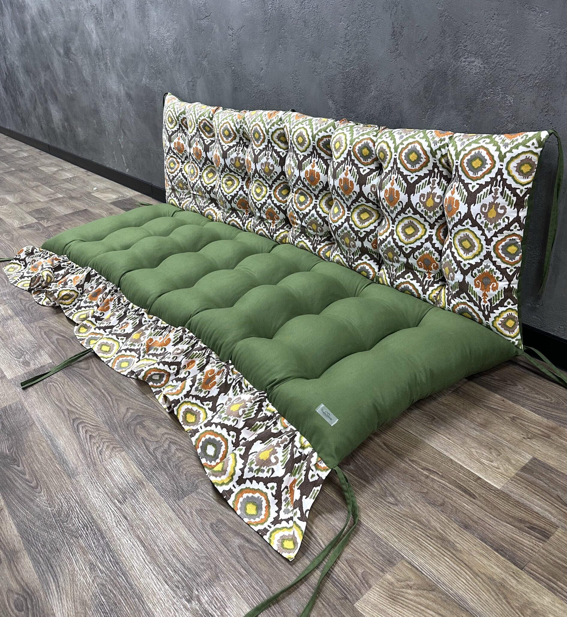 Подушка Comfort Home Fresco на поддоны/качели/каркасы/садовую мебель с рюшей комбинированная 100х50х50 см