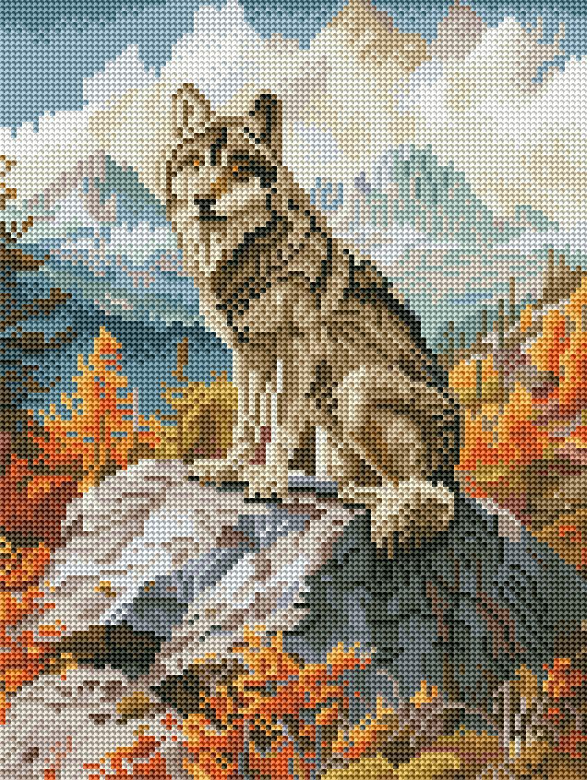 Алмазная мозаика Brushme Горный волк 30x40 см (RDBS7025)