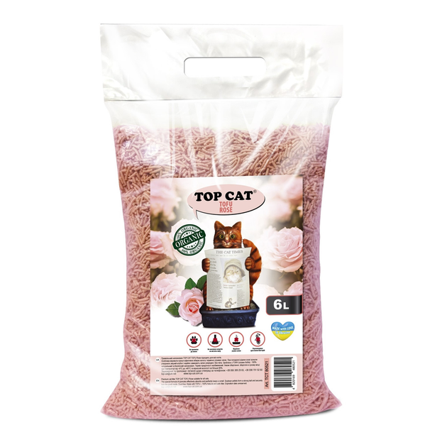 Наповнювач для котячого туалету Top Cat Tofu соєвий з ароматом Троянда 6 л 2,5 кг