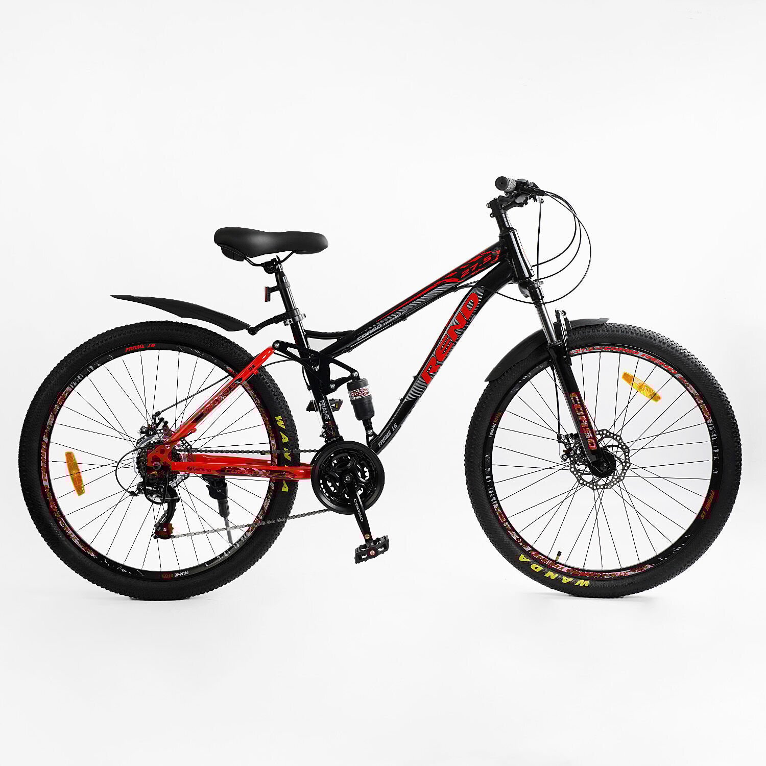 Велосипед горный двухподвесный Corso Rend 27,5" рама 15" Черно-красный - фото 1 Велосипед горный двухподвесный Corso Rend 27,5" рама 15" Черно-красный - фото 1