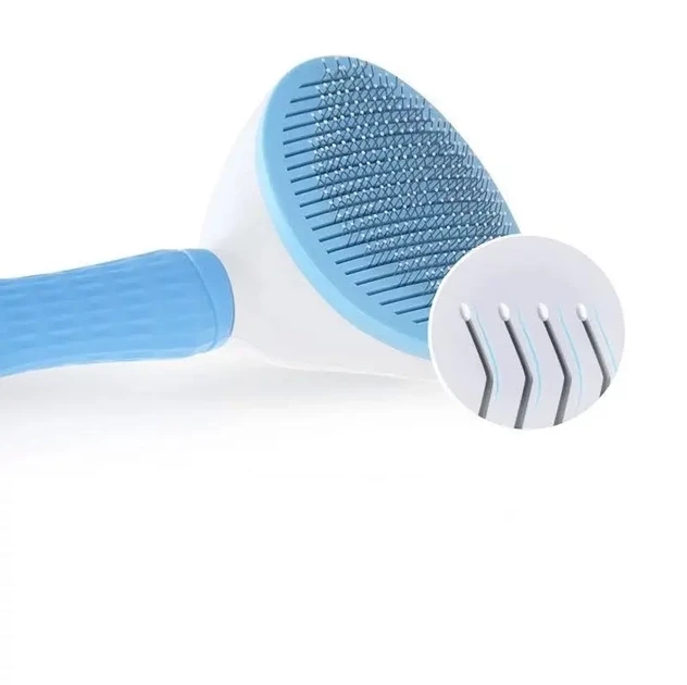 Щітка для грумінгу котів та собак з функцією самоочищення Блакитний (1906105b) - фото 2