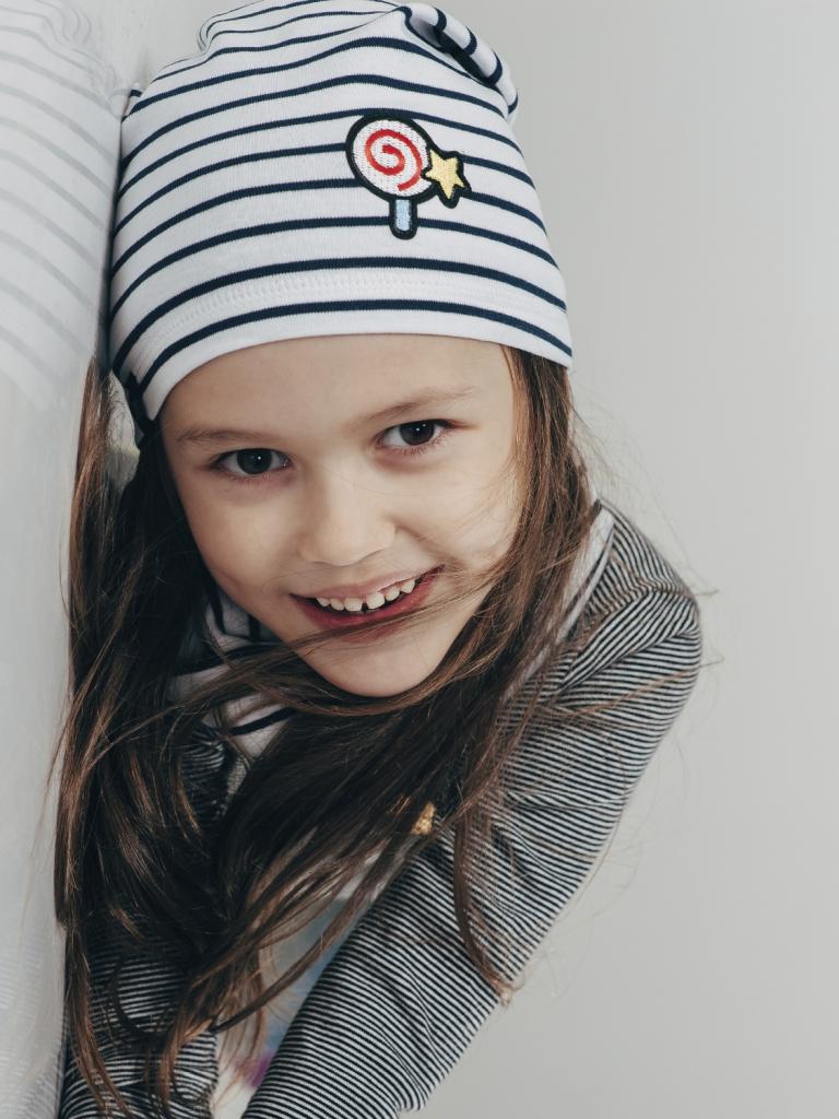 Демисезонная шапка Smil р. 55 полоска Бело-синий