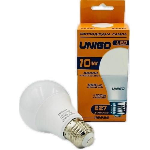 Лампа UNIGO LED A60 10W 4000K E27 (UL-118925)