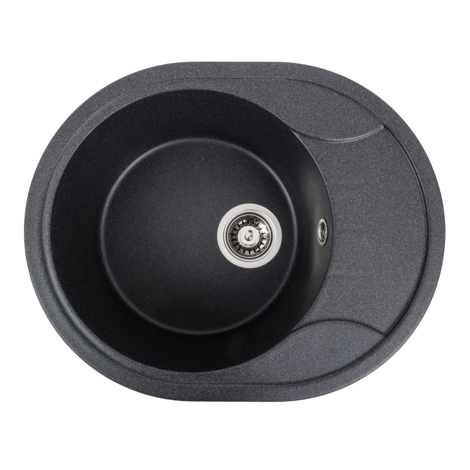 Мийка кухонна Platinum PLS-A39265 гранітна овальна 575x465 мм Сірий (171859)