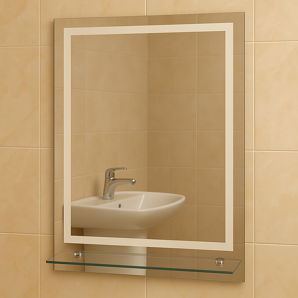 Зеркало MPS-74 60х40 см пескоструйное с полкой