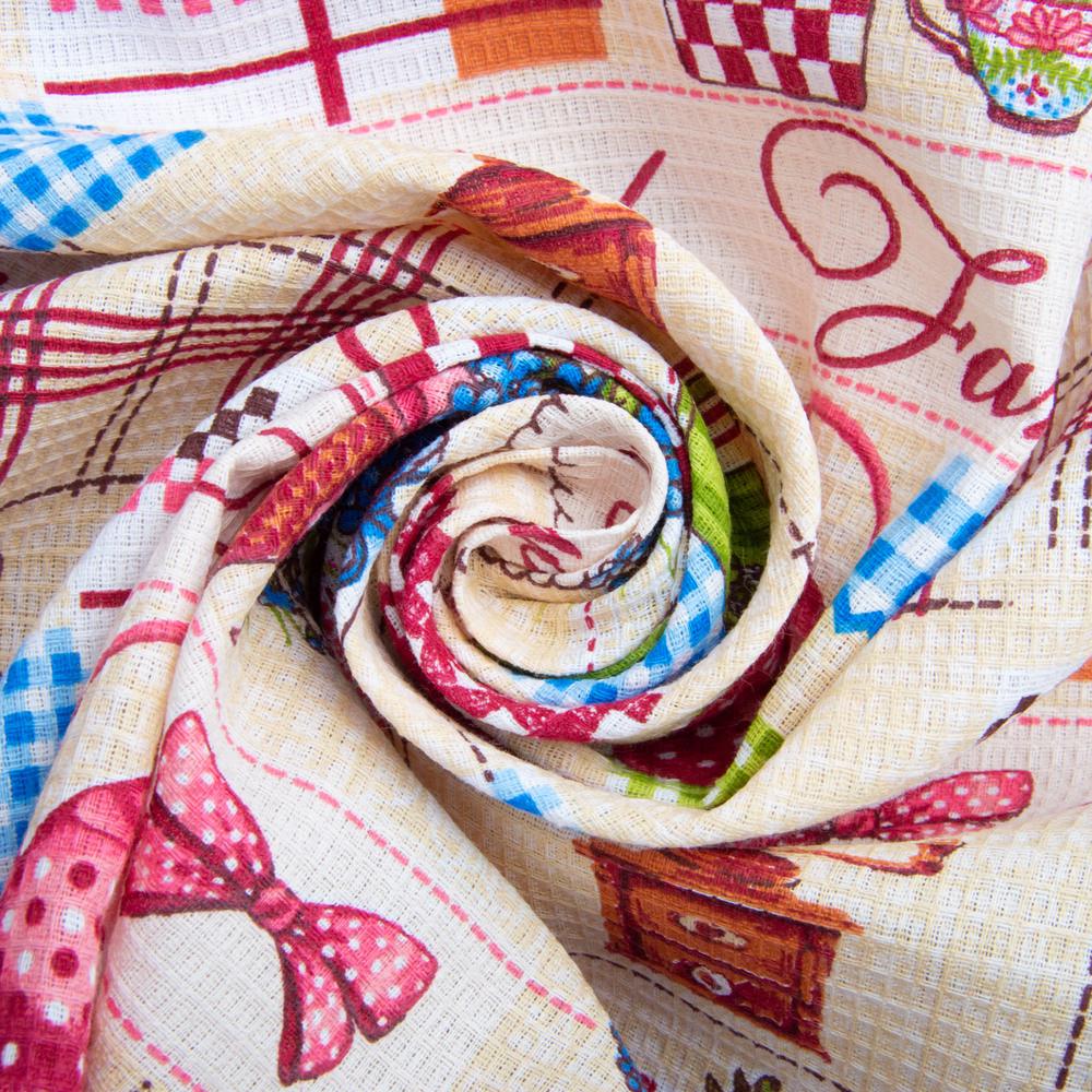 Ткань полотенная вафельная Чайники (2360242474)