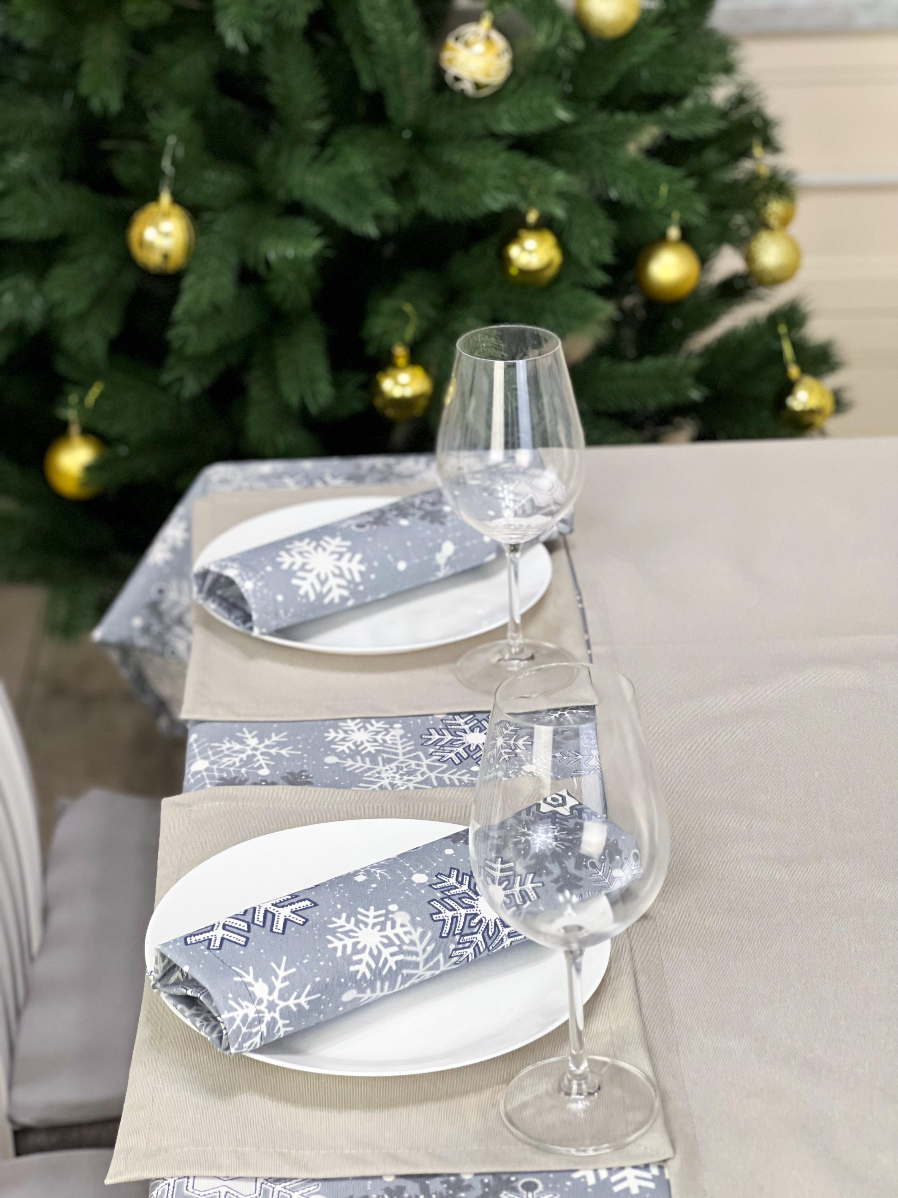 Комплект салфеток ефлоновых новогодних 30х40 см 4 шт. Серый (808-95-1) Комплект салфеток ефлоновых новогодних 30х40 см 4 шт. Серый (808-95-1)