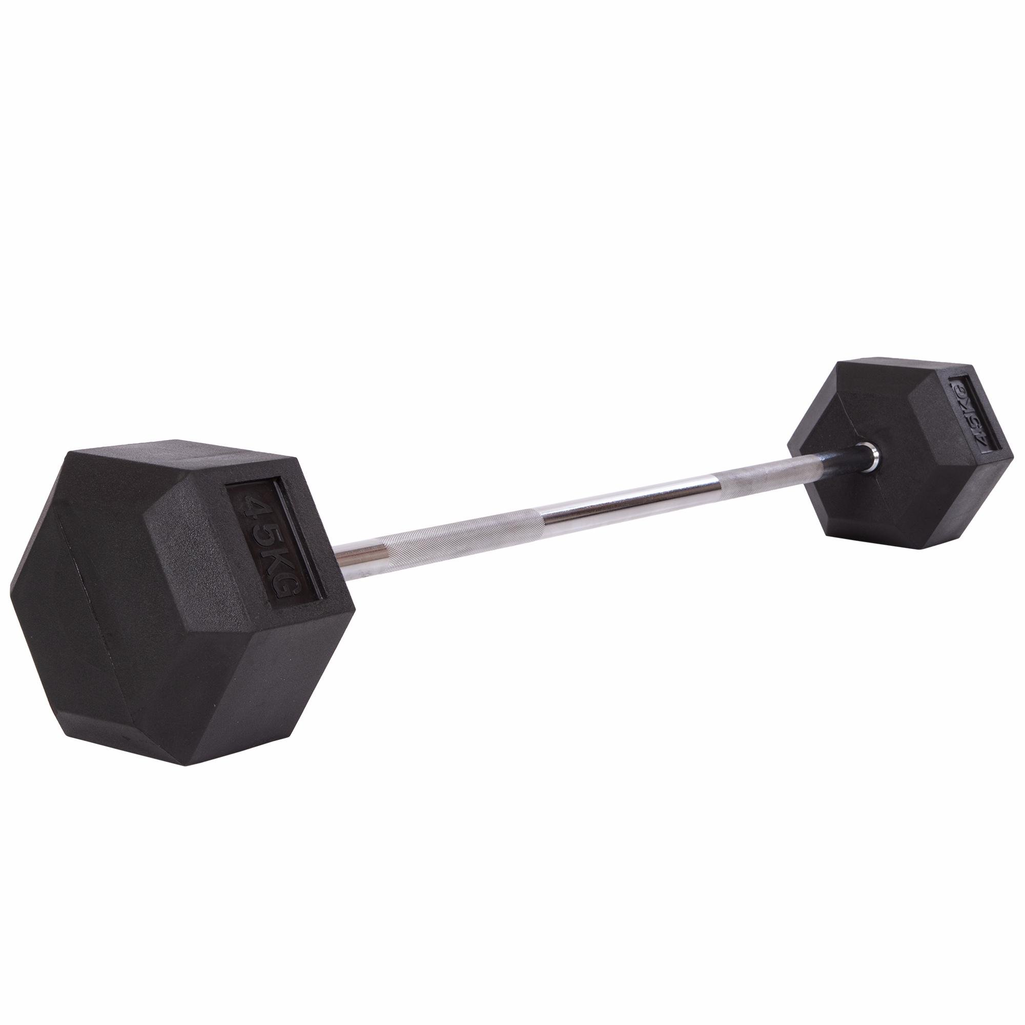 Штанга Zelart Record Rubber Hexagon Barbell фіксована пряма гумова TA-6230-45 довжина 95 см 45 кг (DR002600)