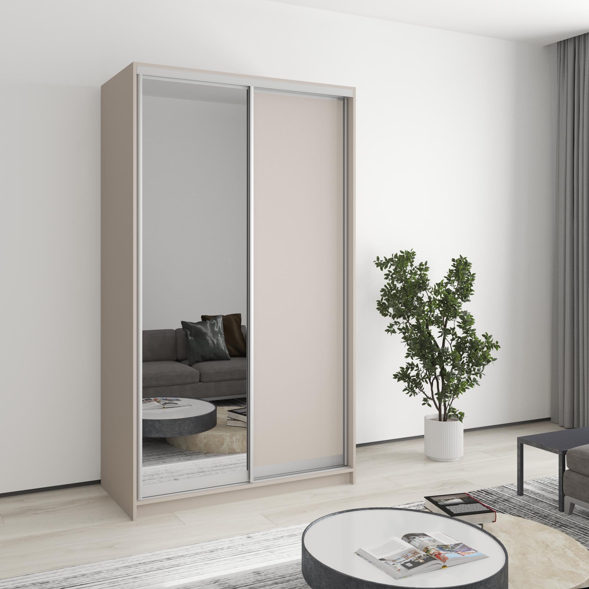 Шкаф-купе двухдверный MebelStar Стандарт AL ДСП/зеркало 120x60x210 см Кашемир (MBS-2434)