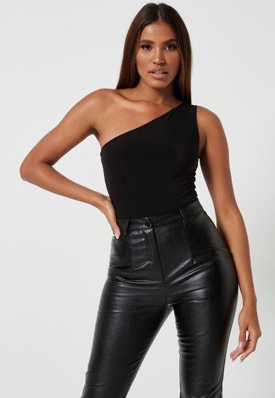 Боди-майка Missguided 10544 на одно плече M р. 44 Черный