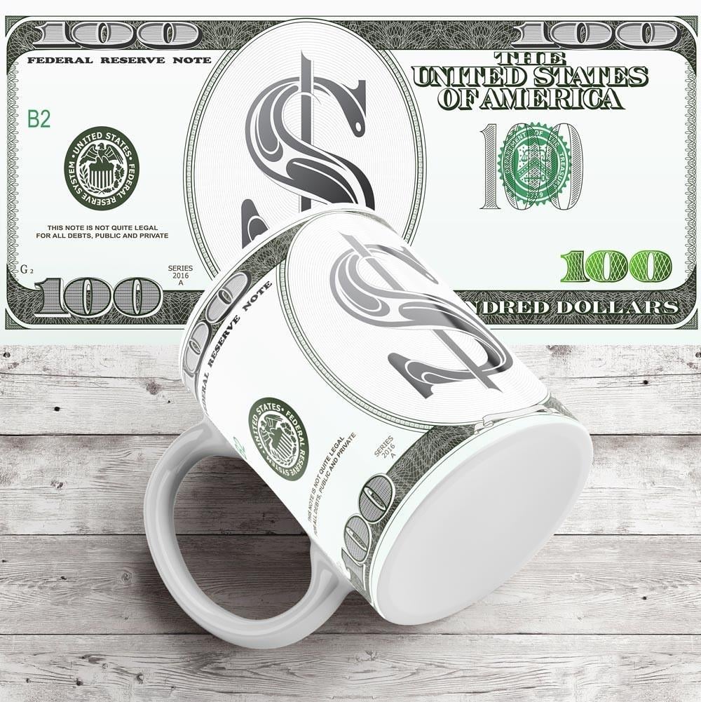 Чашка с рисунком 100 баксов 330 мл