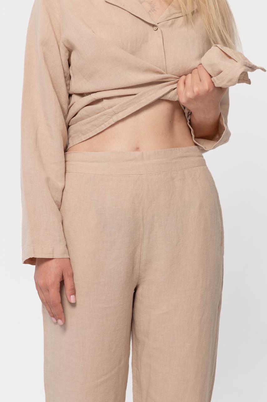 Штаны женские домашние Lotus Home Bruma из льна XL Бежевый (26843120) - фото 3