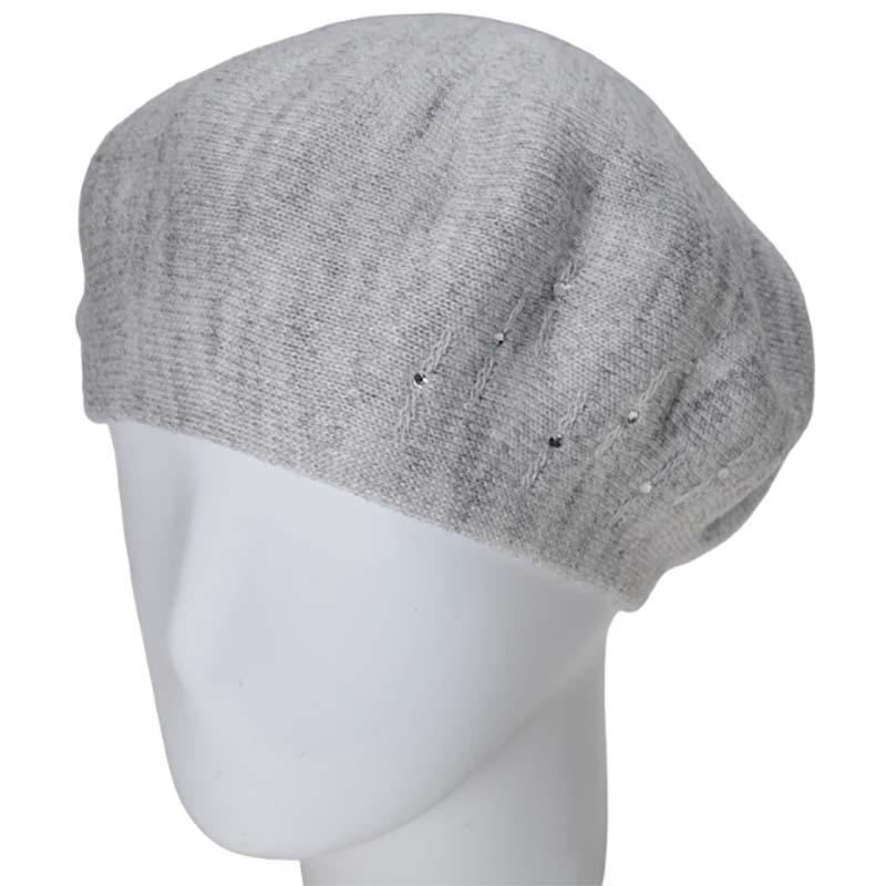 Берет женский Lirus Бисер двойной тонкой вязки Светло-серый (119227)