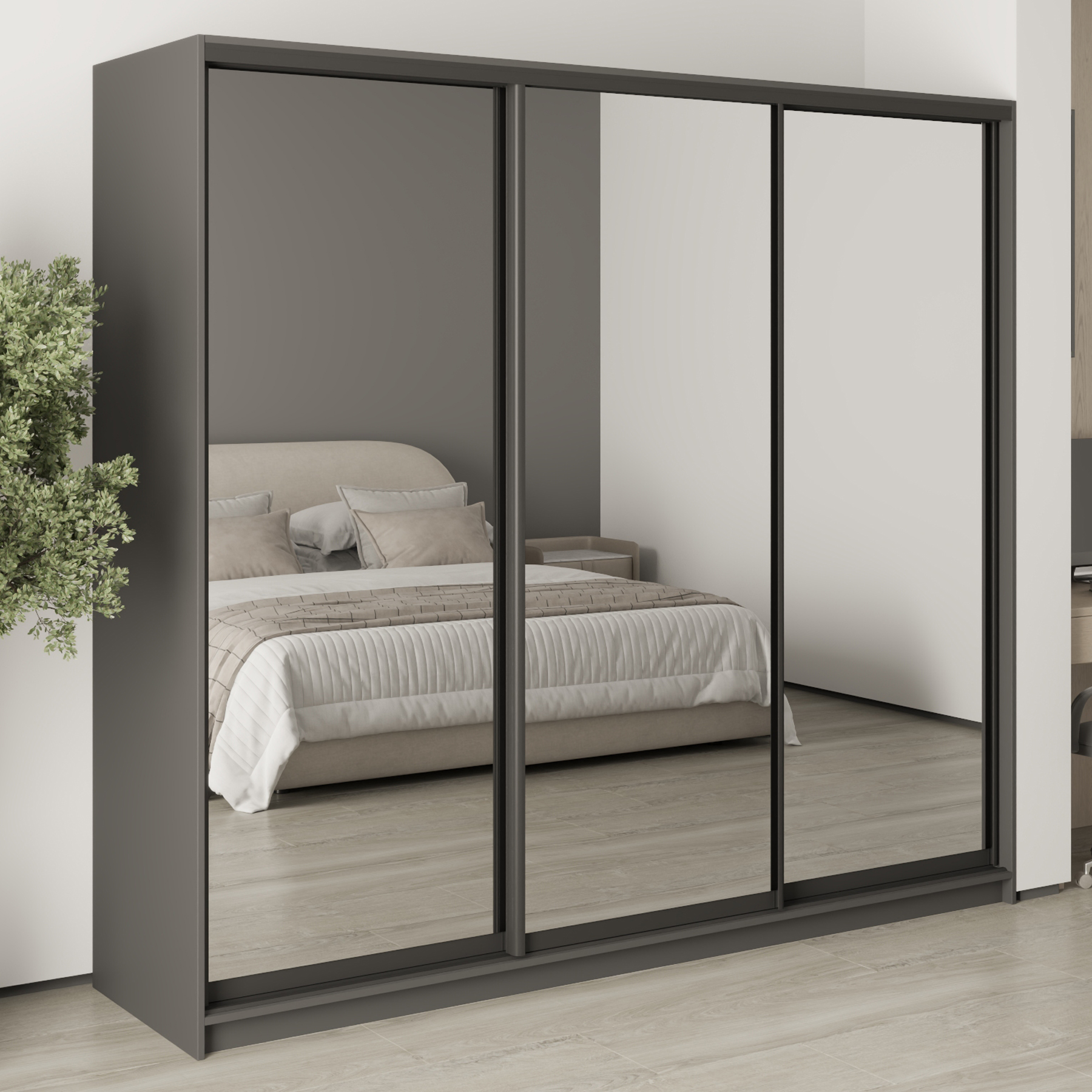 Шкаф-купе трехдверный Mebel Star Комбо BG MBS-9263 230х60х210 см Антрацит (1009252)