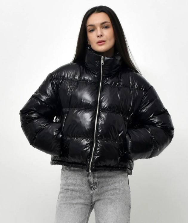 Куртка женская весенняя пуховая короткая X-Woyz 57278 лаковая S Черный (2000002543787)