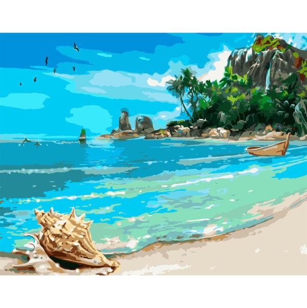 Набор для росписи по номерам Strateg Берег океана 40х50 см (VA -2530-mt)
