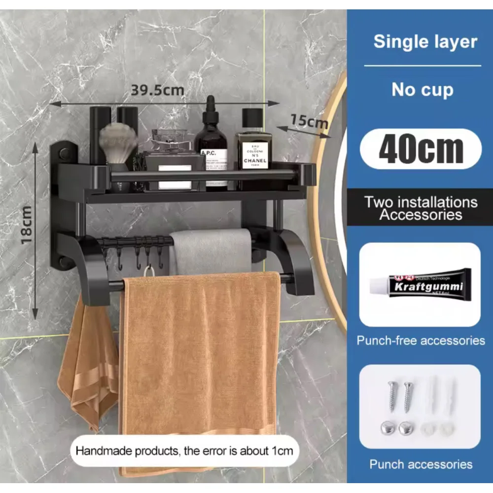 Полиця у ванну кімнату для рушників та шампунів 39,5х18 см (AND-105-20-22PCS) - фото 3 Полиця у ванну кімнату для рушників та шампунів 39,5х18 см (AND-105-20-22PCS) - фото 3