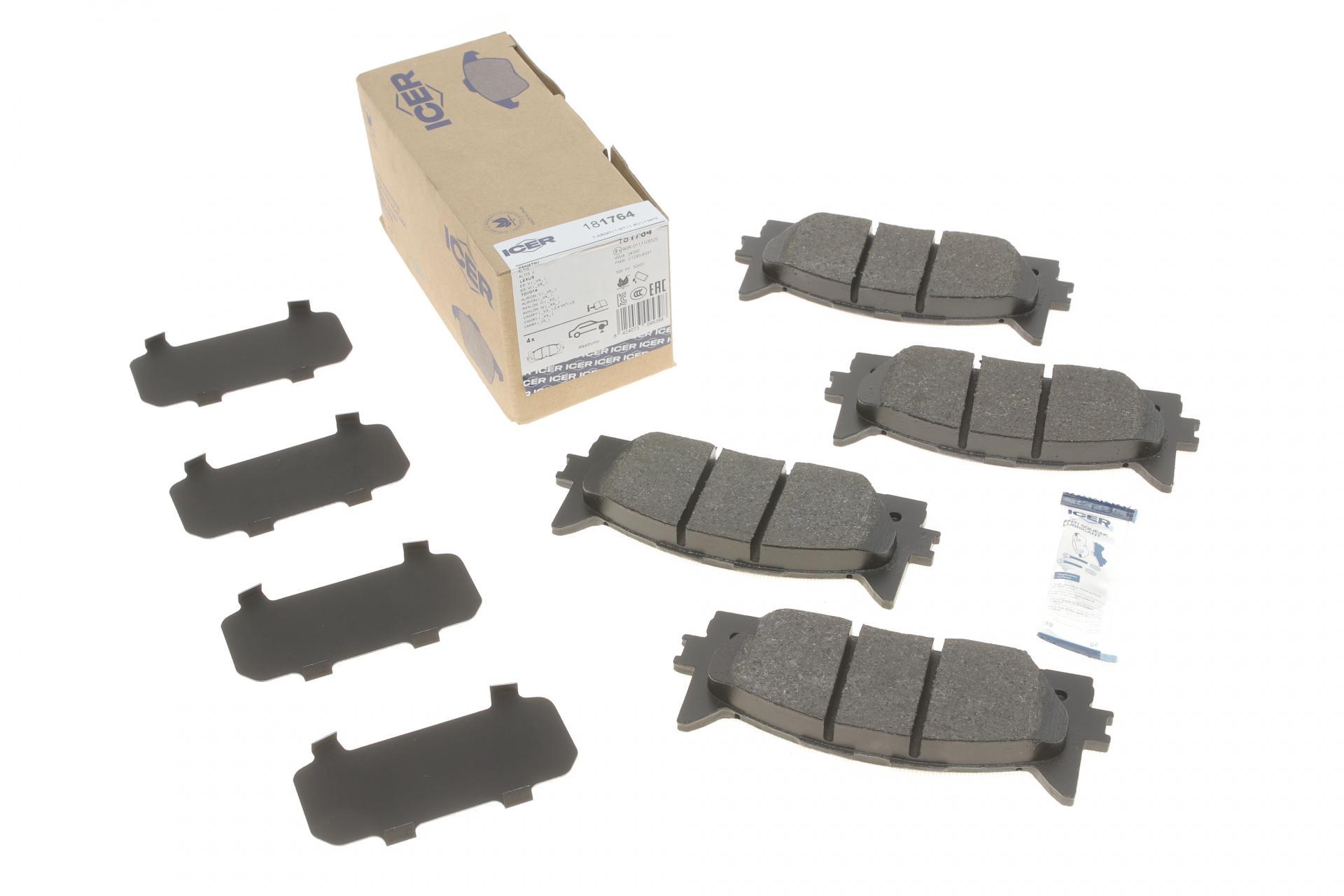 Колодки тормозные передние ICER 181764 Toyota Camry 06-/Lexus ES 06-18 Колодки тормозные передние ICER 181764 Toyota Camry 06-/Lexus ES 06-18