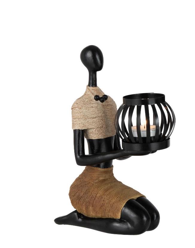 Статуэтка-подсвечник J-LINE Африканская женщина 24 см