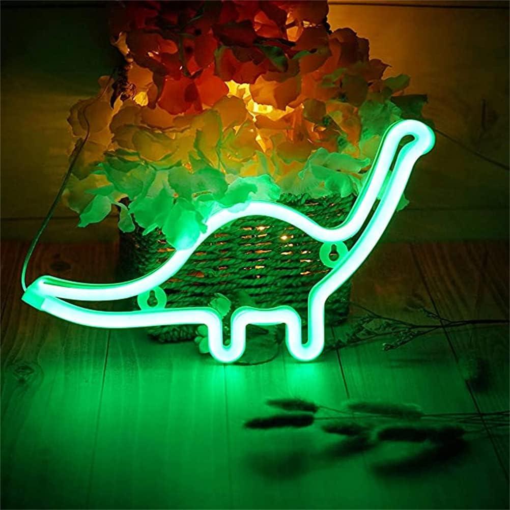 Неоновый настенный светильник Динозавр на батарейках/USB 28,5x17,5 см Зеленый