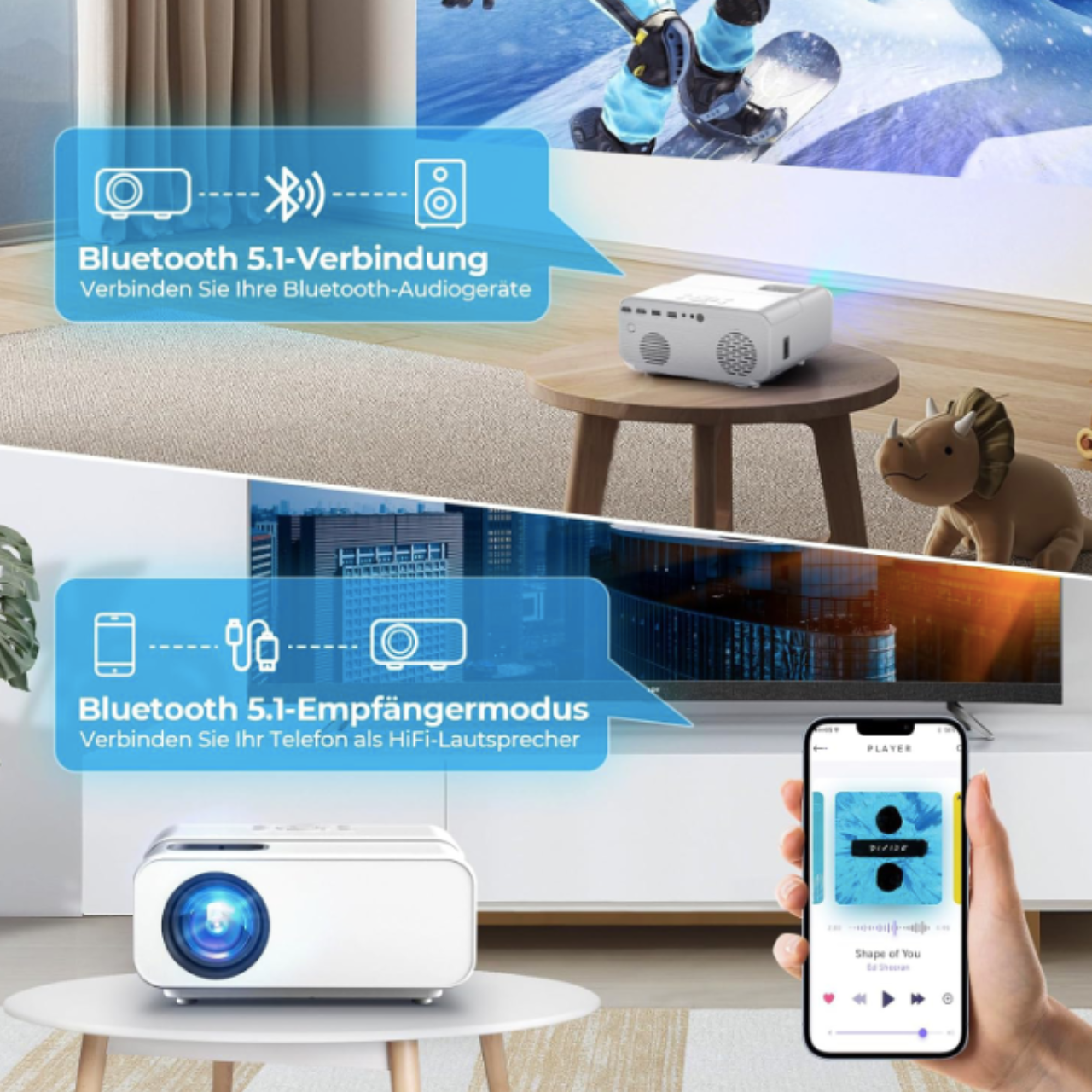 Проектор Movie Projector C12 Full HD Wi-Fi Bluetooth 5G - фото 5