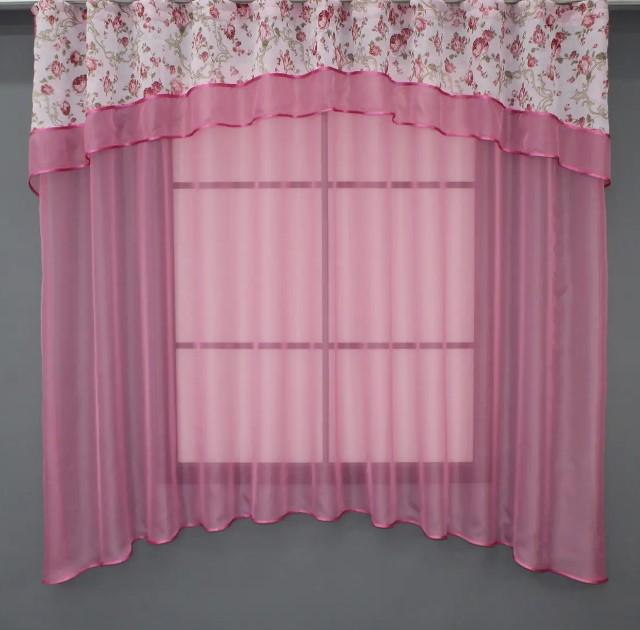Гардина на кухню с аркой 270х170 см Малиновый (036к) Гардина на кухню с аркой 270х170 см Малиновый (036к)
