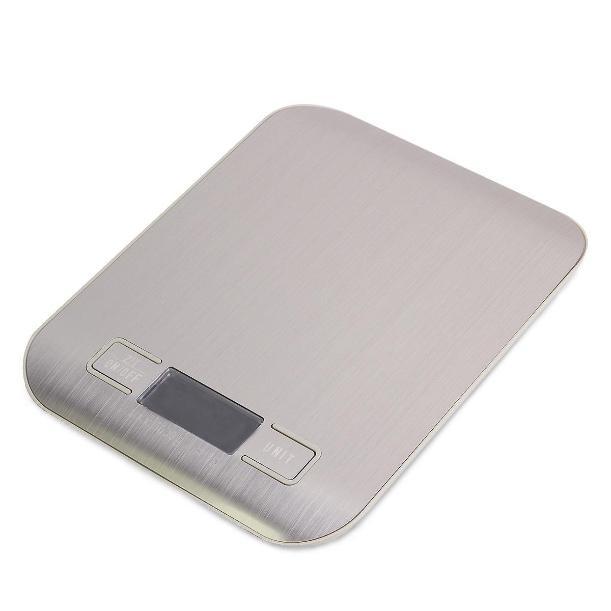 Весы кухонные электронные Kamille KM-7102 из металла с LCD-дисплеем до 5 кг Серебристый (124-84-7102)