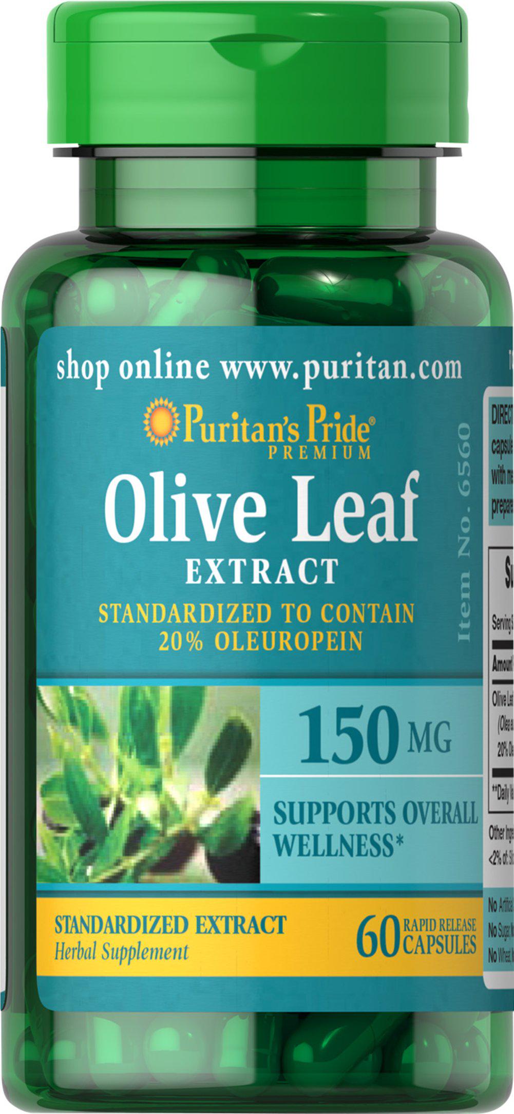 Экстракт оливы Puritan's Pride Olive Leaf Standardized Extract 150 мг 60 Caps