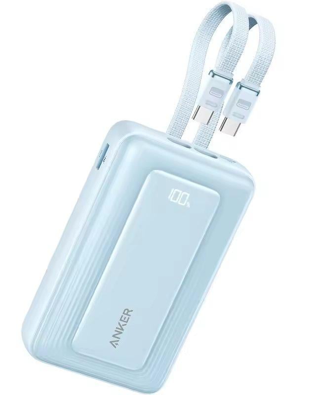 Повербанк Anker 20000 mAh 45W с 2 встроенными кабелями USB-C быстрая зарядка PD и LED-дисплей для телефона ноутбука Повербанк Anker 20000 mAh 45W с 2 встроенными кабелями USB-C быстрая зарядка PD и LED-дисплей для телефона ноутбука