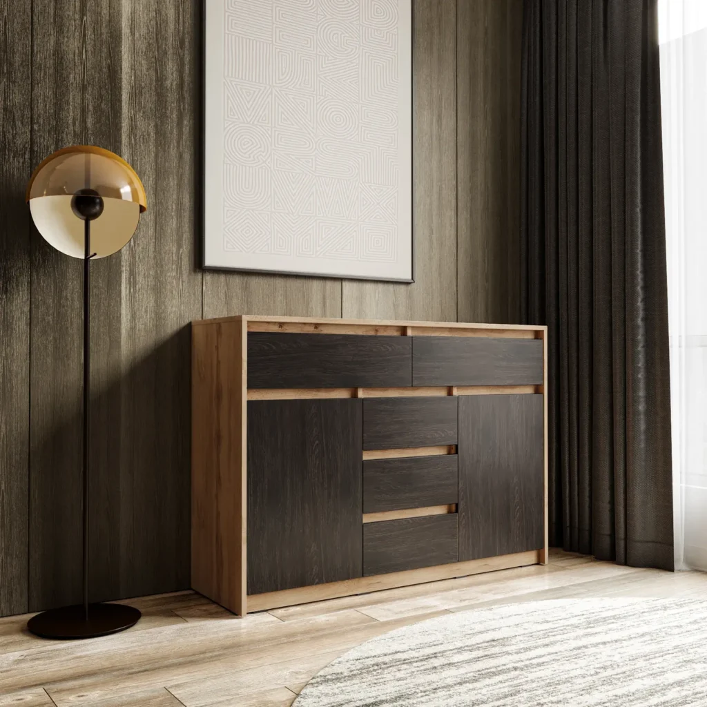 Комод КМД-227 с 5 выдвижными ящиками и дверцами 1270x910x400 мм Аппалачі/венге Комод КМД-227 с 5 выдвижными ящиками и дверцами 1270x910x400 мм Аппалачі/венге