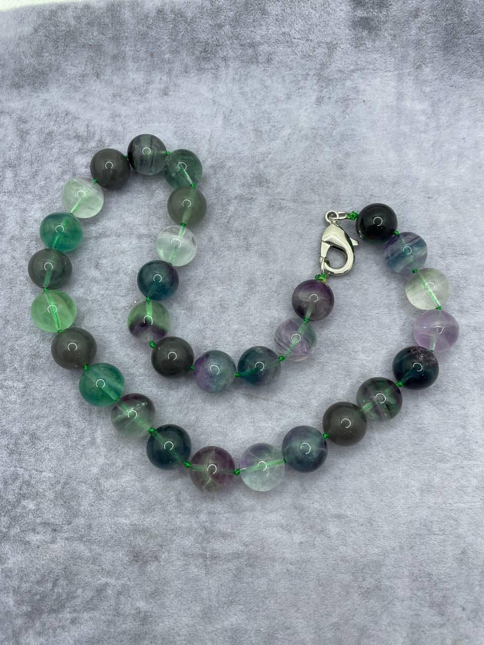 Бусы флюорит 13 мм 45 см Зеленый (687)